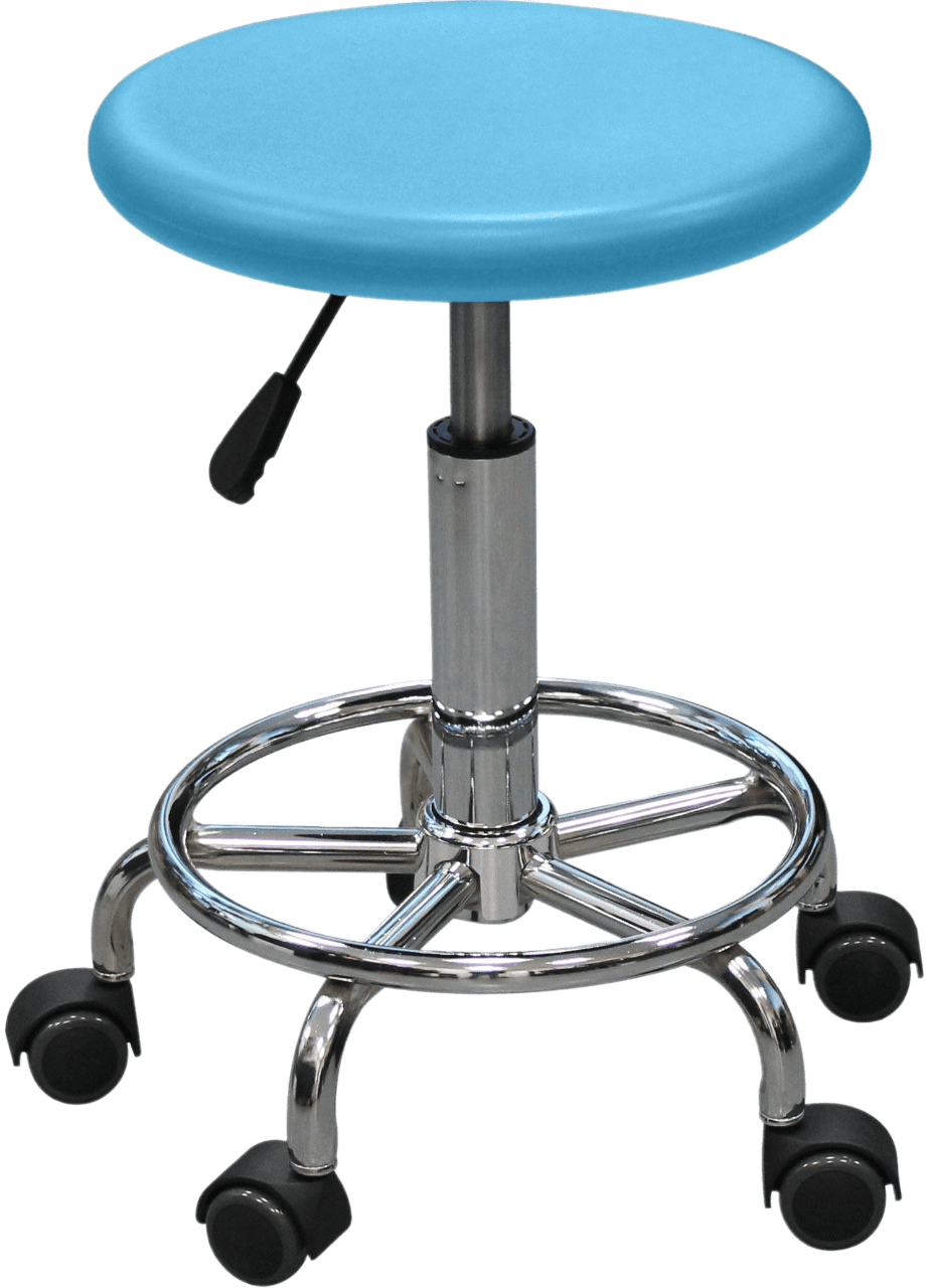 Табурет полиуретановый медицинский Т06 с круглым сиденьем голубого цвета